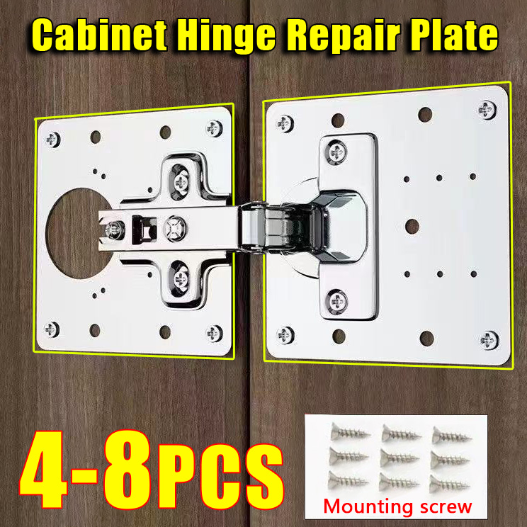 Cabinet Hinge Overlay - 2-8 stuks roestvrijstalen kastdeur scharnierreparatieplaat, bevestigingsbeugelset